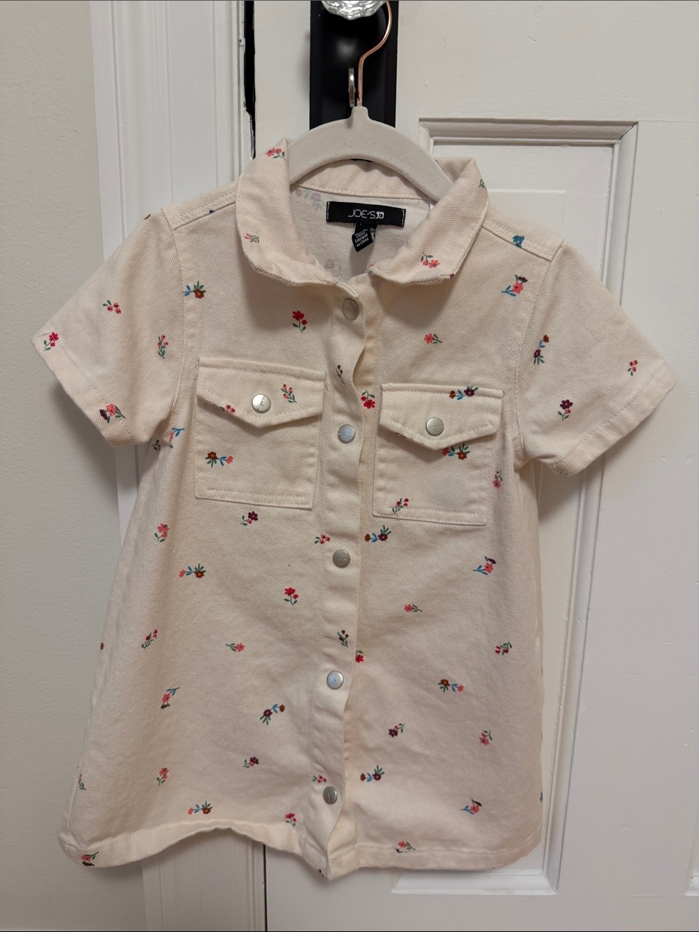 Joe's Jeans Cream Short-Sleeve Floral Button-Front Shirt